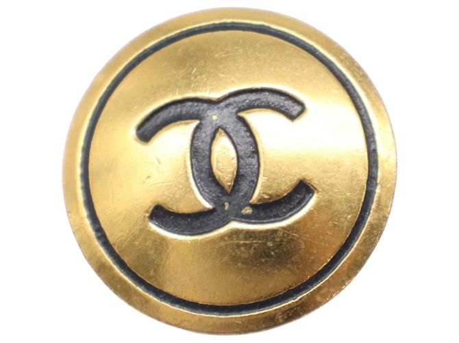 Orecchini a clip rotondi Chanel Gold CC placcati oro e smalto - vista 4