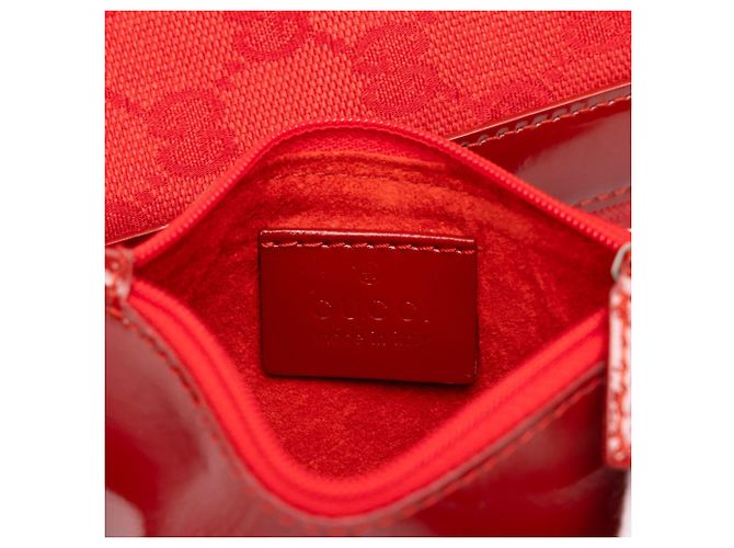 Borsa a secchiello Gucci Red GG Canvas con manico superiore - vista 5