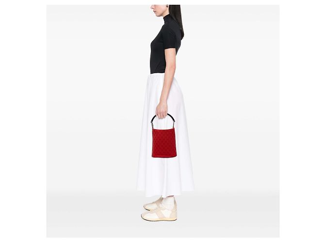 Borsa a secchiello Gucci Red GG Canvas con manico superiore - vista 6