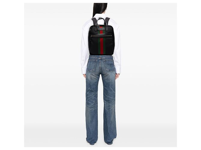 Gucci Black Techno Canvas Web Backpack - view 6