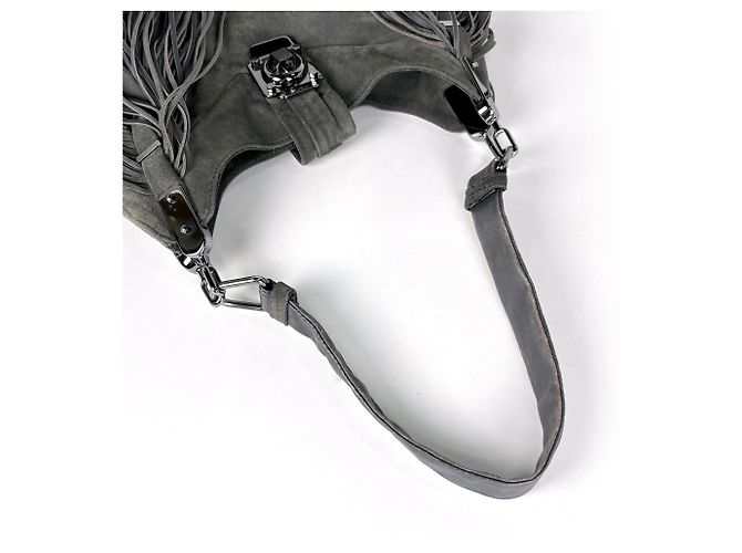 Céline Borsa a tracolla Celine in camoscio grigio - vista 7