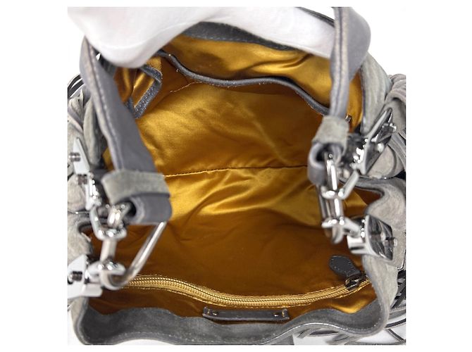 Céline Borsa a tracolla Celine in camoscio grigio - vista 8