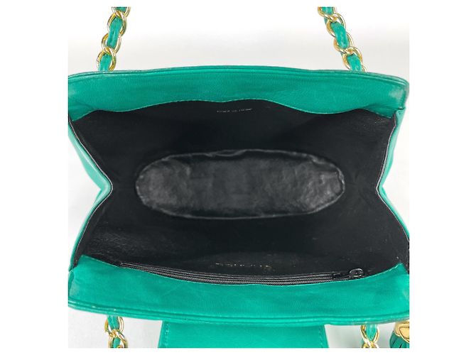 Borsa a tracolla Chanel in pelle verde - vista 10