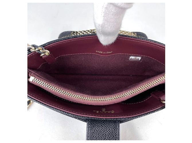 Borsa a tracolla Chanel in vitello grana nera - vista 5