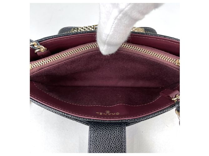 Borsa a tracolla Chanel in vitello grana nera - vista 7