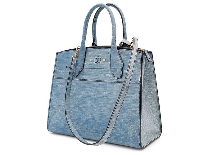 Borsa a mano Louis Vuitton Steamer MM in blu - vista 3