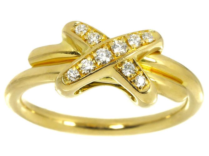 Anello Chaumet Jeux de Liens in oro giallo 18K con diamanti - vista 2
