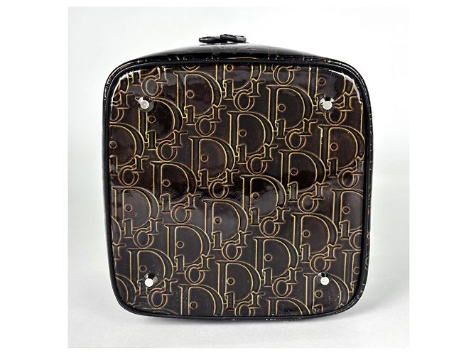 Pouch Christian Dior Trotter in pelle verniciata Bronze - vista 3