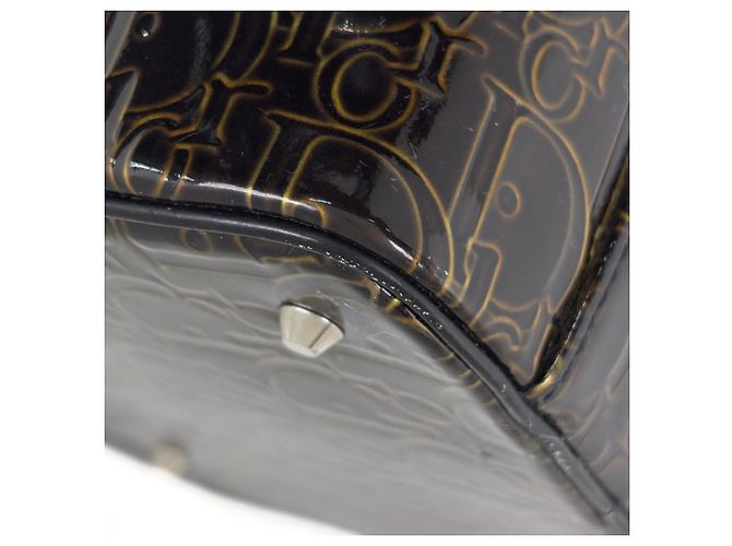 Pouch Christian Dior Trotter in pelle verniciata Bronze - vista 4