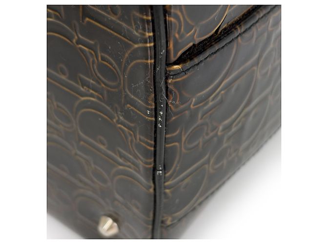 Pouch Christian Dior Trotter in pelle verniciata Bronze - vista 5