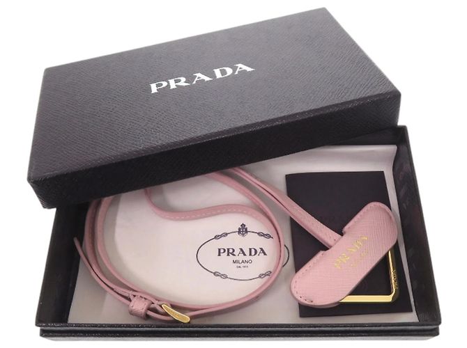 Collana con pendente Prada in pelle Saffiano rosa - vista 2