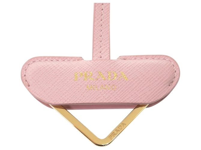 Collana con pendente Prada in pelle Saffiano rosa - vista 4