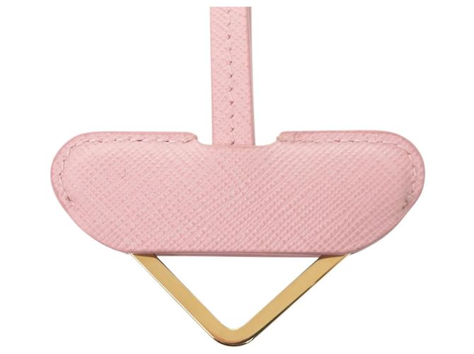 Collana con pendente Prada in pelle Saffiano rosa - vista 5