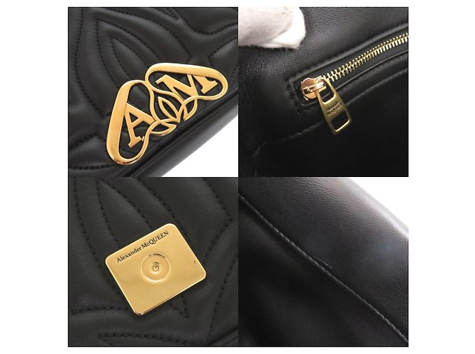Alexander McQueen Borsa a tracolla The Seal in pelle con catena nera - vista 10