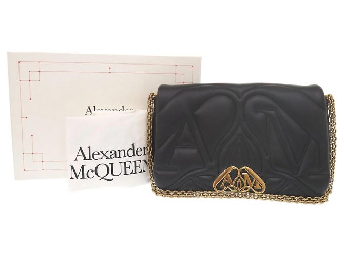 Alexander McQueen Borsa a tracolla The Seal in pelle con catena nera - vista 2