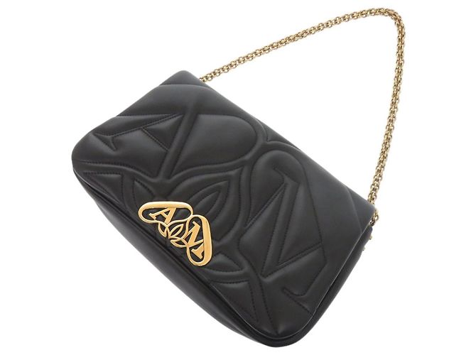 Alexander McQueen Borsa a tracolla The Seal in pelle con catena nera - vista 6