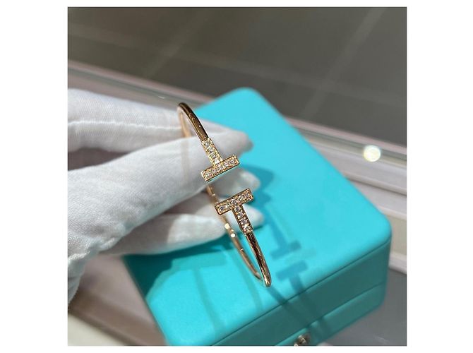 Bracciale Tiffany & Co. T Smile Oro Rosa e Diamanti - vista 3