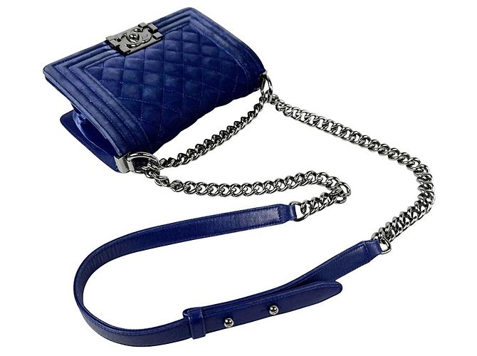 Borsa a tracolla Chanel Boy in velluto - vista 10
