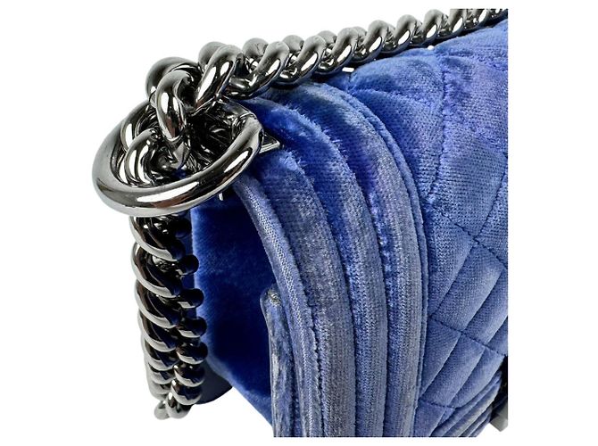 Borsa a tracolla Chanel Boy in velluto - vista 7