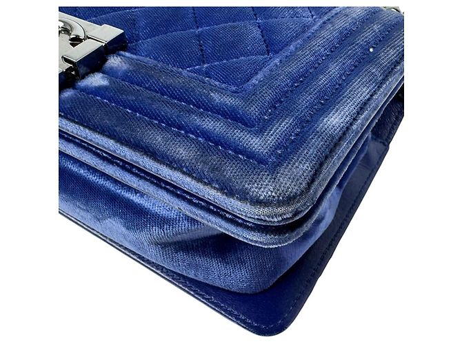 Borsa a tracolla Chanel Boy in velluto - vista 8