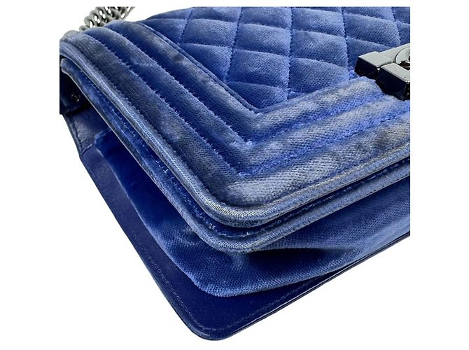 Borsa a tracolla Chanel Boy in velluto - vista 9