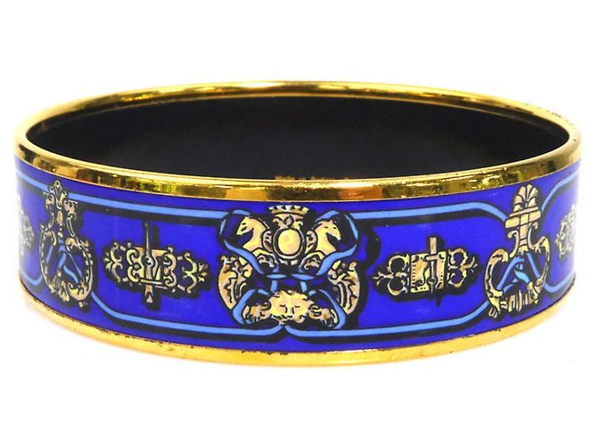 Hermès Bracciale rigido in smalto blu e oro Hermes - vista 3