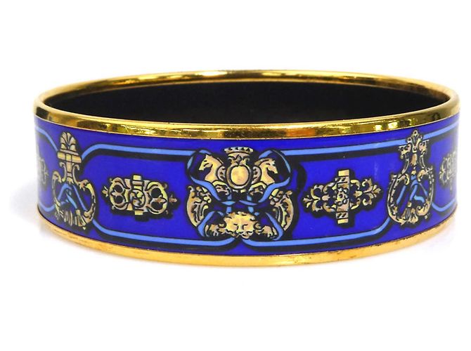 Hermès Bracciale rigido in smalto blu e oro Hermes - vista 4