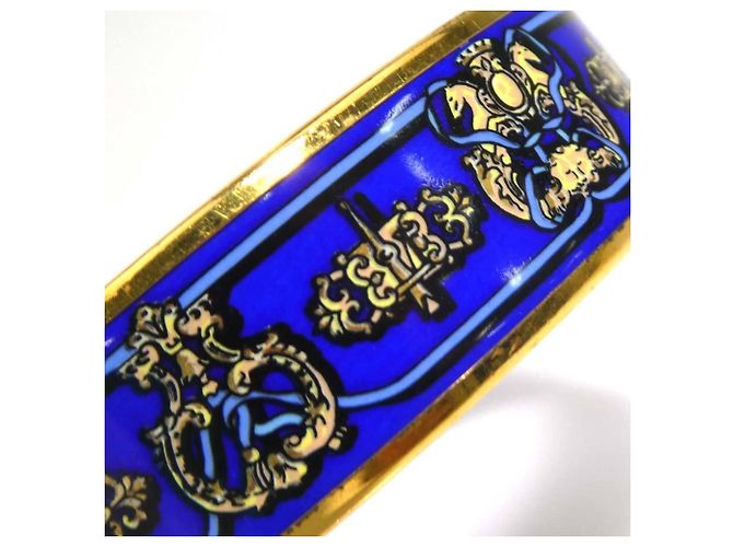 Hermès Bracciale rigido in smalto blu e oro Hermes - vista 7