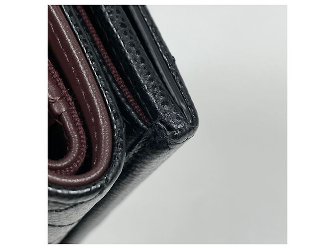 Portafoglio tri-fold Chanel in pelle di vitello granulata nera - vista 4