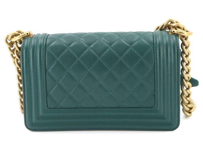 Chanel Boy Small Chain Shoulder Handbag in Green - view 3