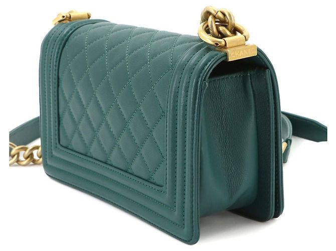 Chanel Boy Small Chain Shoulder Handbag in Green - view 4