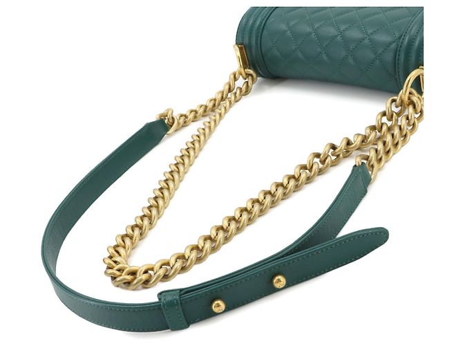 Chanel Boy Small Chain Shoulder Handbag in Green - view 6