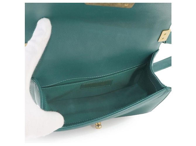 Chanel Boy Small Chain Shoulder Handbag in Green - view 8