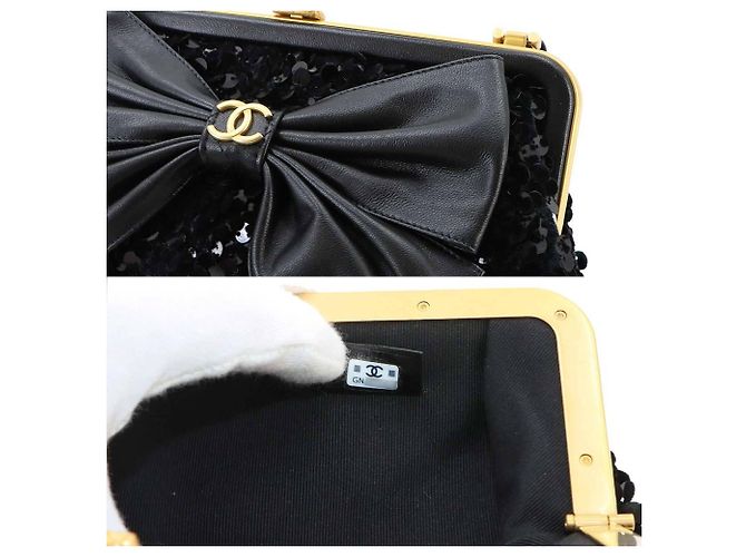 Borsa a tracolla Chanel con catena e nastro - vista 9