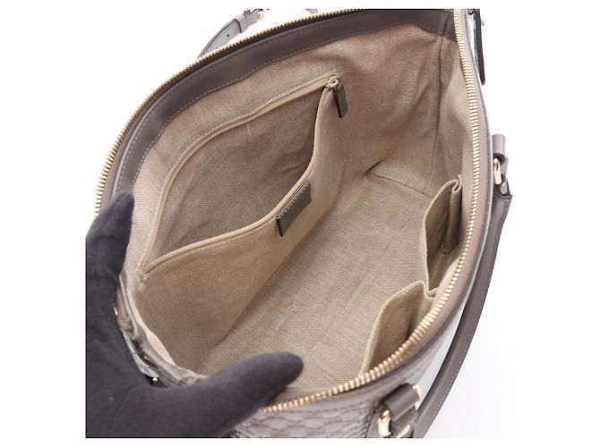Borsa 2-Way Gucci Microguccissima in pelle grigia - vista 3