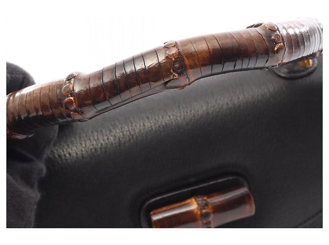 Borsa Gucci Bamboo in pelle nera - vista 10