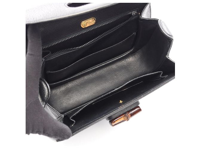 Borsa Gucci Bamboo in pelle nera - vista 3