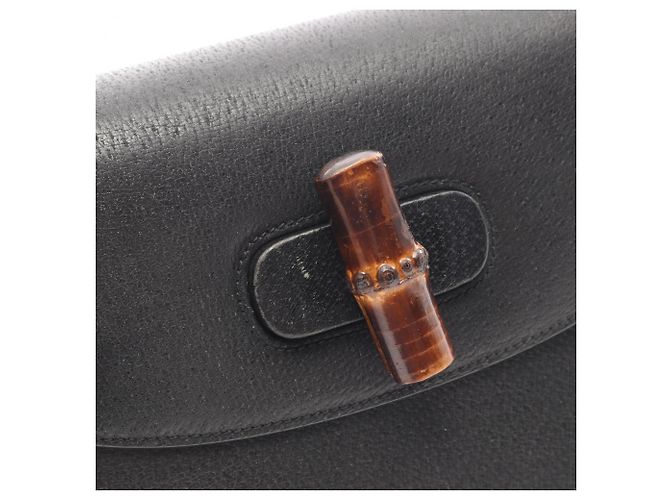 Borsa Gucci Bamboo in pelle nera - vista 8