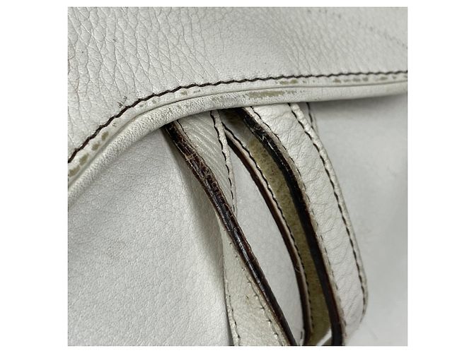 Borsa a tracolla Saddle Christian Dior in pelle bianca - vista 4