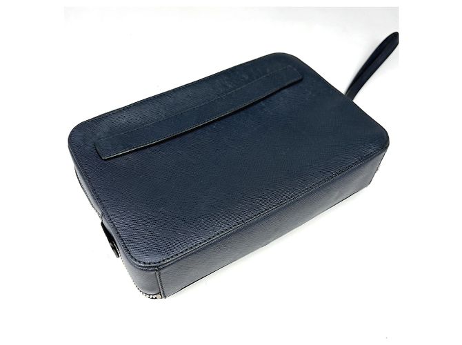 Pochette Prada in pelle blu navy - vista 2