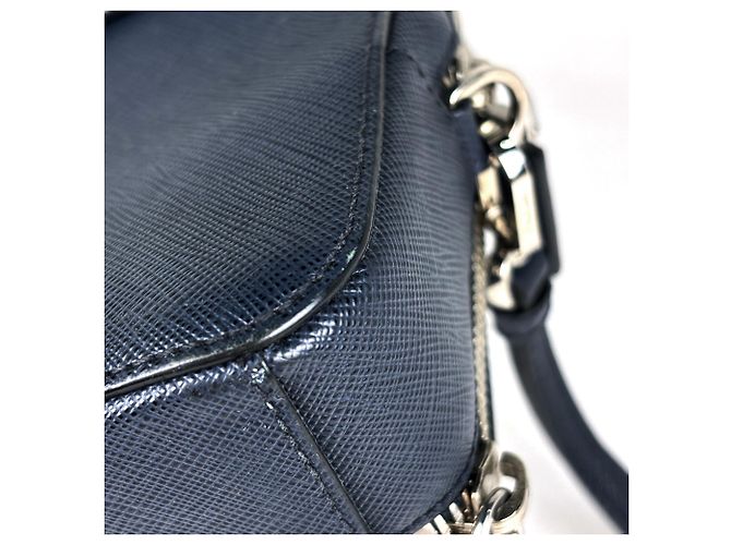 Pochette Prada in pelle blu navy - vista 3
