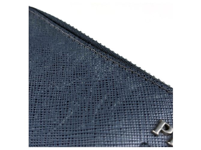 Pochette Prada in pelle blu navy - vista 4