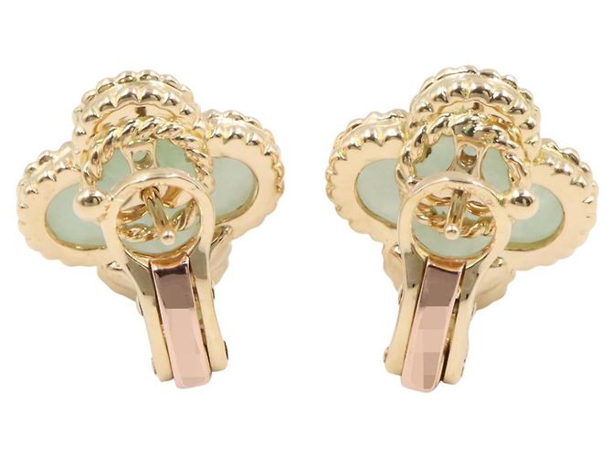 Orecchini Van Cleef & Arpels Vintage Alhambra in giada verde - vista 2