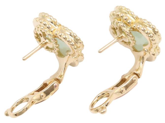 Orecchini Van Cleef & Arpels Vintage Alhambra in giada verde - vista 3