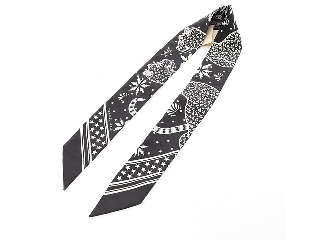 Hermès Hermes Twilly Les Leopards Bandana Scarf Muffler - vista 2