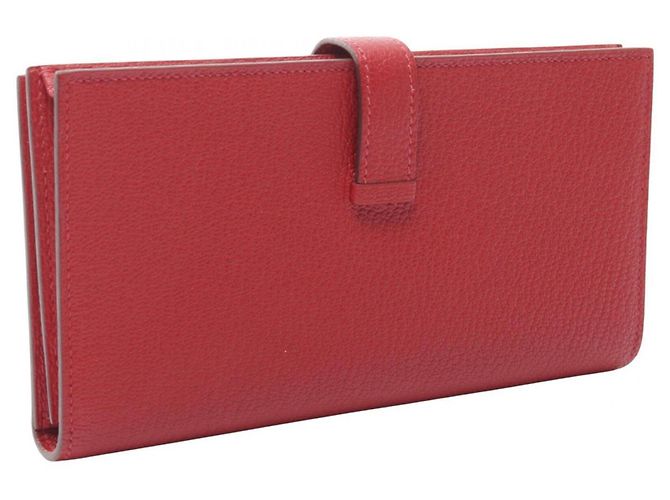 Béarn Hermès Cartera larga bi-fold Hermes Bearn Soufflet Rouge Casaque - vista 2