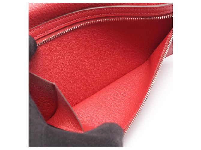 Béarn Hermès Cartera larga bi-fold Hermes Bearn Soufflet Rouge Casaque - vista 6