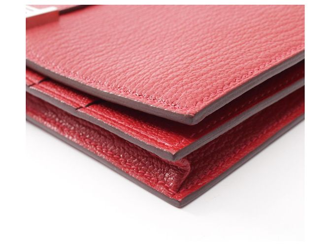 Béarn Hermès Cartera larga bi-fold Hermes Bearn Soufflet Rouge Casaque - vista 8