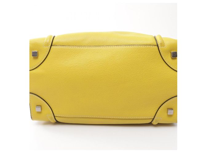 Céline Borsa a mano Celine Luggage Mini Shopper in pelle gialla - vista 12