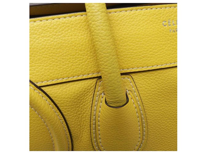 Céline Borsa a mano Celine Luggage Mini Shopper in pelle gialla - vista 13